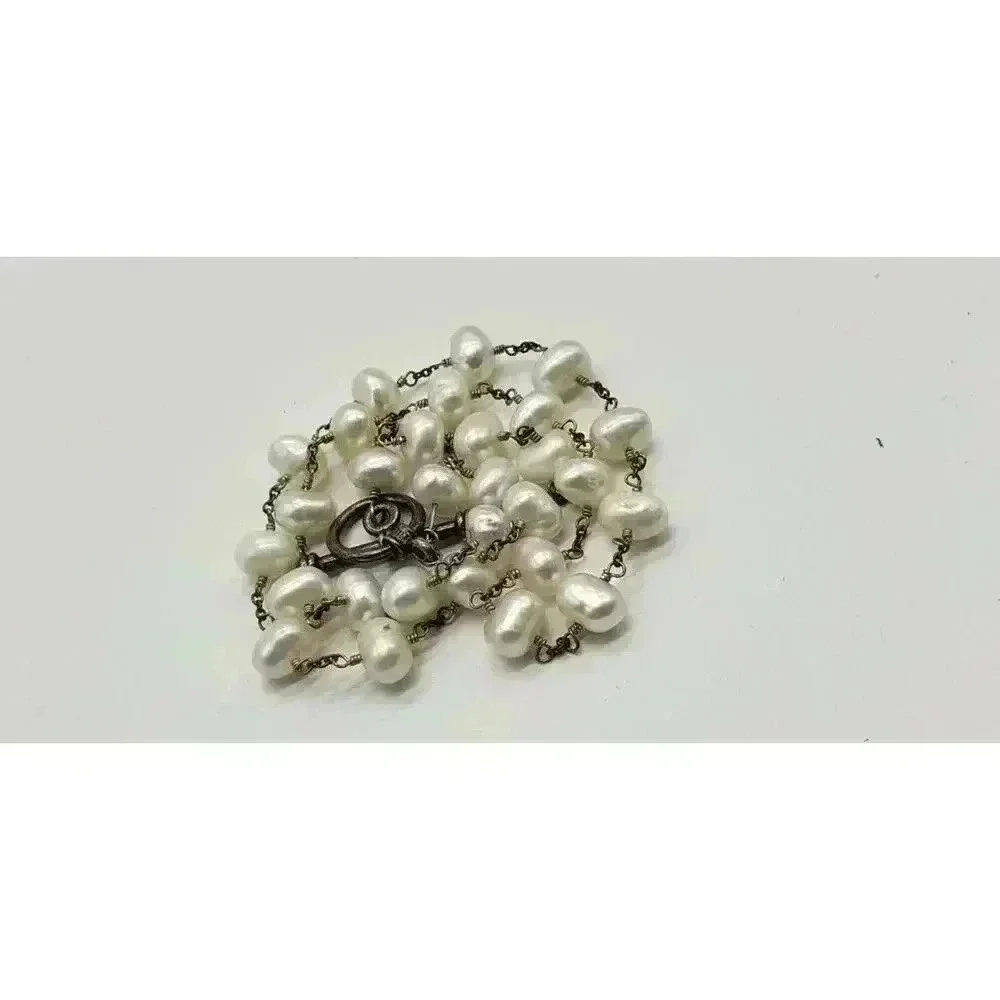 Vintage Necklace Genuine Pearl Natural White Baroque Bride Wedding Freshwater